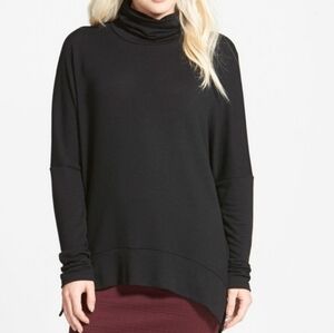 MADISON & BERKLEY Black Brushed French Terry Turtleneck Tunic